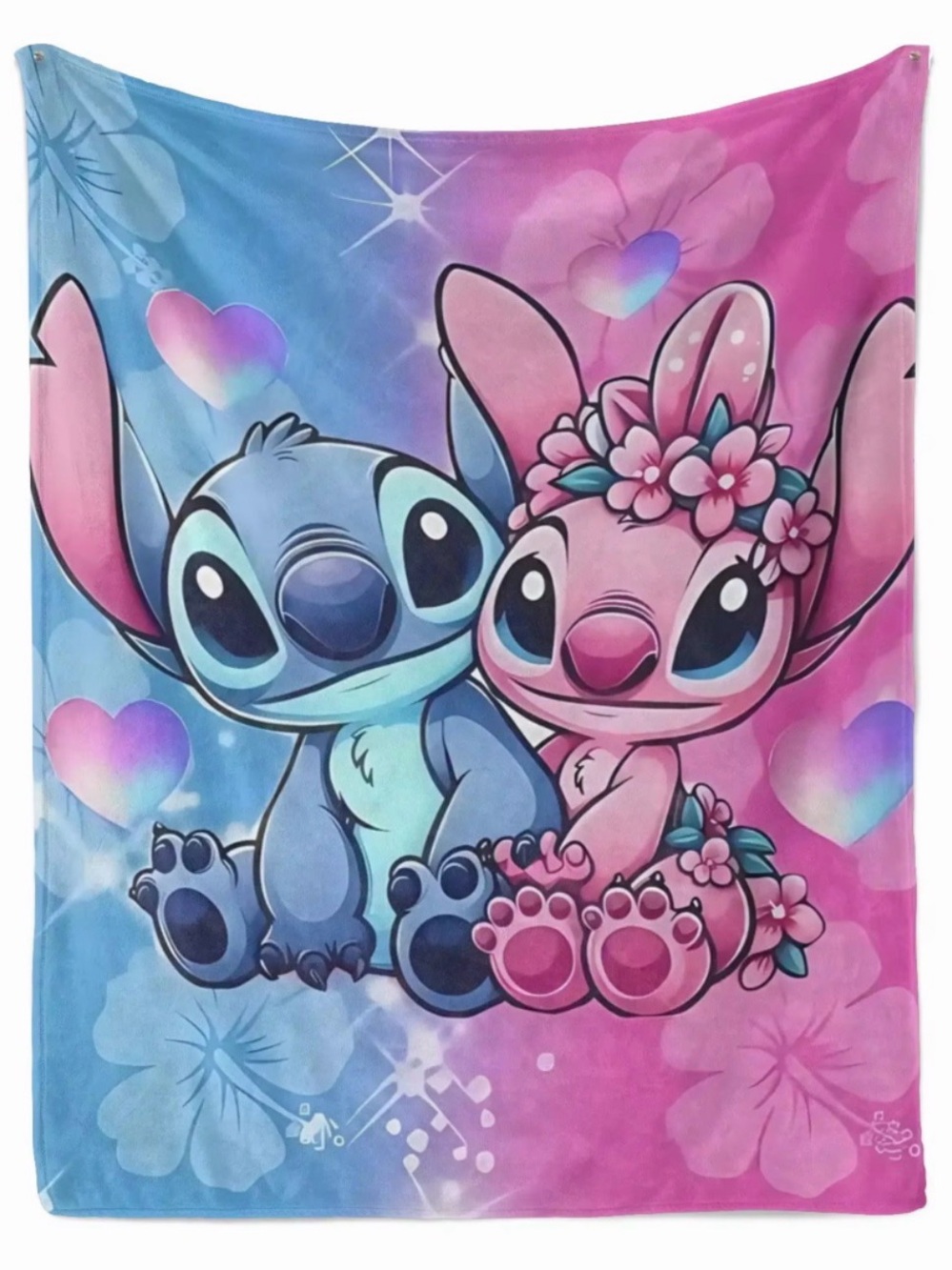 Kids Blue & Pink Stitch Character blanket -